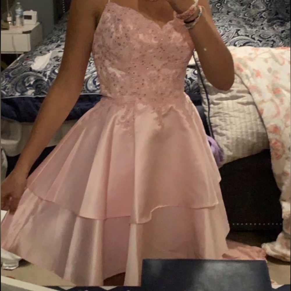 Prom Girl Pink tiered Homecoming Dress